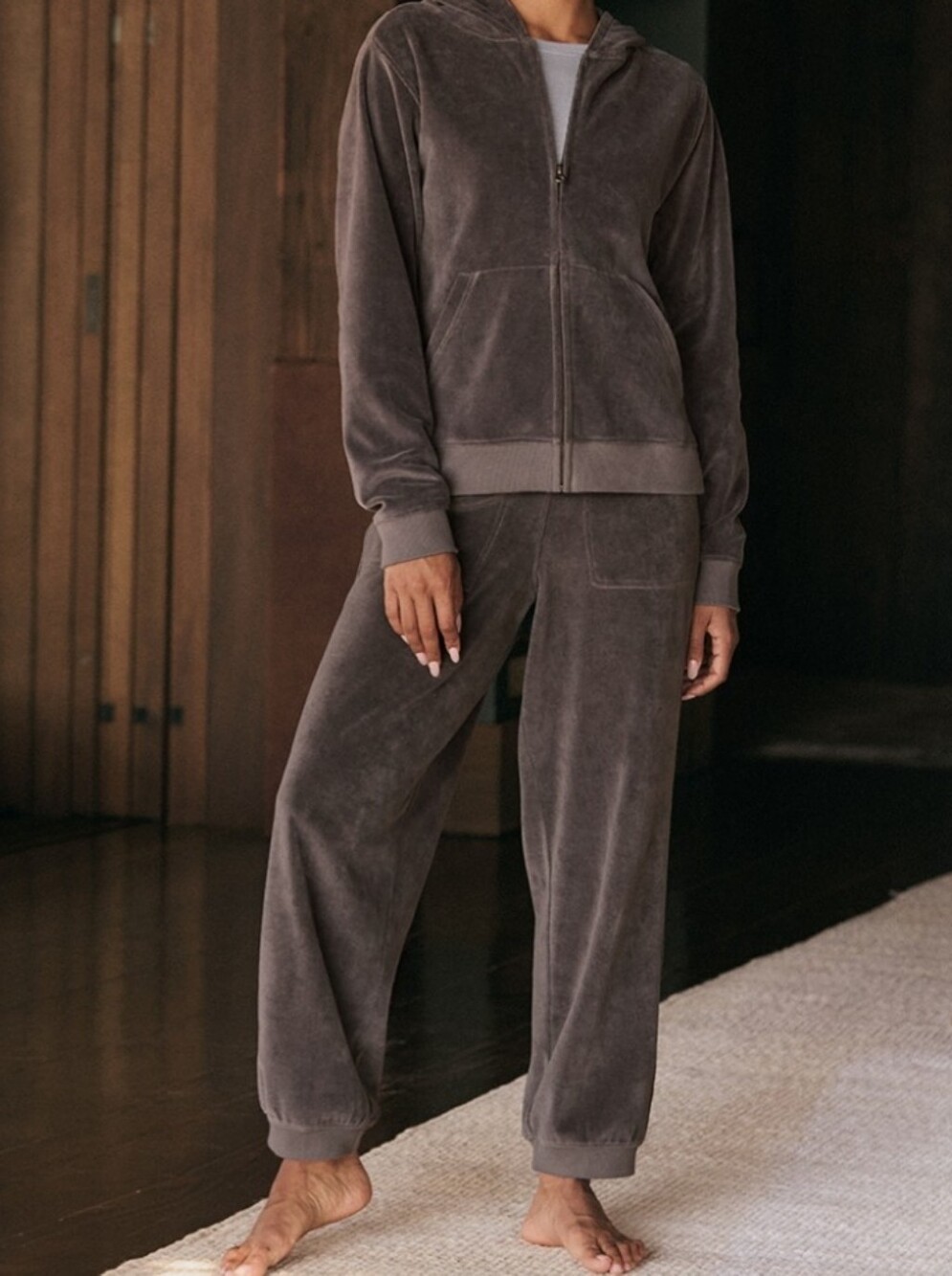 Pact 100% Organic Cotton Charcoal Gray Velour Joggers - Picture 4 of 7